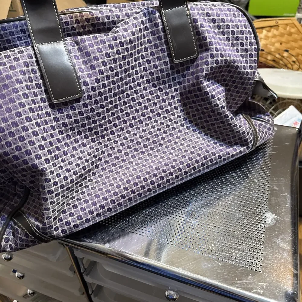 Nine & Company Nine West Purple Checkerboard duffle bag with 3 exterior pockets